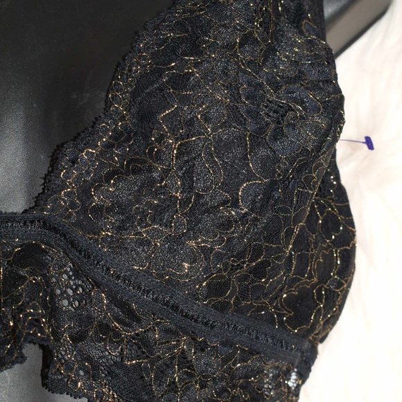 Black/Gold HALTER TOP SIZE L BY ALTARD STATE INTIMATES USED ONCE - Picture 3 of 4